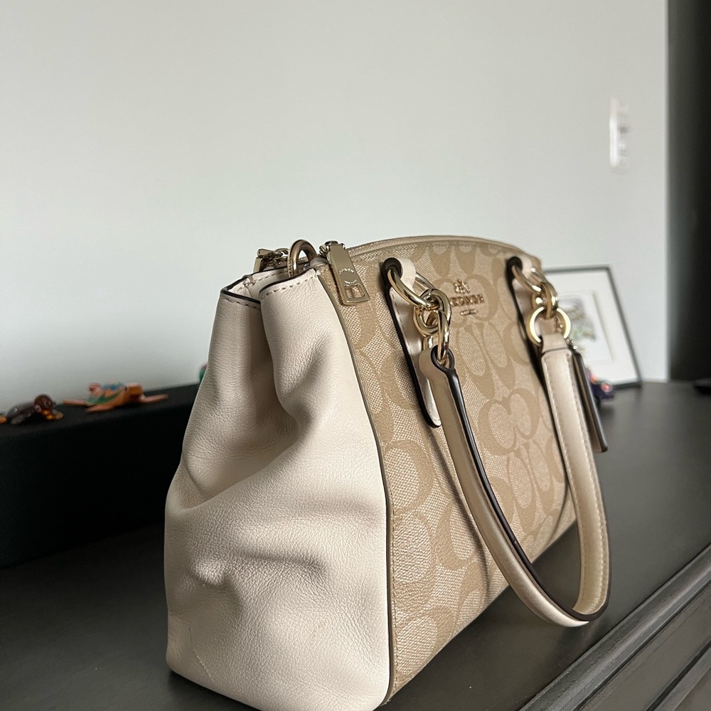 Coach Cream and Tan Signature Satchel - Picture 2 of 7
